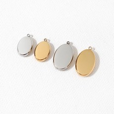 싼비즈 [8-076-16]써지컬스틸 펜던트 타원조약돌 소/대 1개