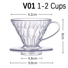 캠핑용 커피 드립퍼 콘 모양 깔때기 플라스틱 V 양조 필터 컵 V01 V02 바리스타 60도 위에 붓기 용, 02 V02