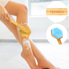 테미러스 우드 실리콘 바디 브러쉬, 블루 커브 장스틱, 1개, 1개입