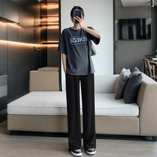 DFMEI 孕婦褲夏季薄款不勒肚子外穿闊腿褲直筒垂感休閒寬鬆冰絲託腹長褲