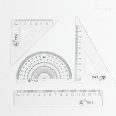 투명 각도기 삼각자 자 4종세트 컴퍼스세트 삼각자각도기세트 초등삼각자세트 플라스틱자