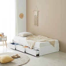 르마인 무헤드 3단서랍 빅수납 슈퍼싱글침대_프레임만(매트별도) SS, 화이트