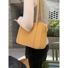 Tintin Korea Toae 真皮 Smore Bag 車線通勤方包, 1個, 荔枝紋 駝 現貨