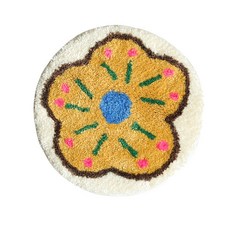 해피유통 유아 아동용 귀여운 캐릭터 원형 방석 소프트 플러시 체크 무늬 좌석 쿠션 사계절 사용 가능, 40*40센티미터., 2