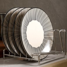 簡約鍍鉻盤子瀝水架，廚房收納好幫手，多功能餐具瀝乾架, 銀色6格, 1個