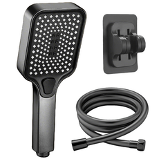 ANTIFLOW 샤워기 헤드 호스 세트 수압상승 PVC 호스 2M 거치대, 그레이, 1세트