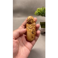 崖柏 彌勒佛手把件 紅油 閃電紋, 如圖所示, 1個