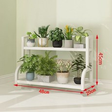 鐵藝花架子多層室內特價省空間家用陽臺新款折疊花架陽臺置物架 花架 置物架 層架 盆栽架 收納架 花盆架子, 1個, 白色二層48公分長