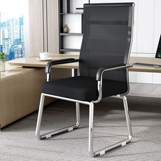 바퀴없는 의자 사무용 학생의자 컴퓨터 의자 블랙 사무실 +그레이, V. 검정색 연질 강철 메쉬  전기 도금 프레임  팔걸, A. 강철 발, V. 검정색 연질 강철 메쉬 - 전기 도금 프레임 -