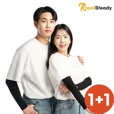 로열스테디 슬림핏 UV 자외선차단 쿨 팔토시, 2세트, 블랙+블랙