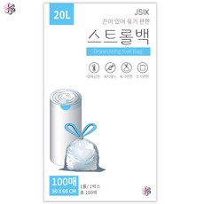 스트롤백 끈 달린 분리수거 재활용 쓰레기 반투명 비닐 봉투 봉지, 100개, 20L