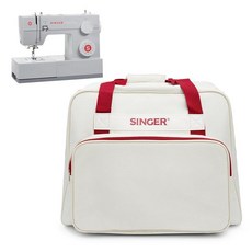 싱거 SINGER® 기계 휴대용 케이스 청록색 색상 대부분의 표준 재봉틀 및 재봉틀에 맞는 넓은 전체 패딩 처리된 내부 내구성 있는 캔버스 외관 쉬운 지퍼 대형 전면, Cream/Red