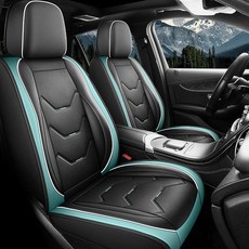 Otoez 카시트 커버 풀 세트 자동차용 5인용 가죽 시트 커버 블랙 자동차 전면 및 후면 시트 쿠션 프로텍터 방수 및 미끄럼 방지 대부분의 세덴 트럭 SUV용 블랙 &, No Pillows, 블랙&그린