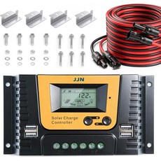 20A PWM 12V24V 충전 컨트롤러 장착 브래킷 케이블이 있는 100와트 태양광 패널용 JJN 액세서리 키트 오프 그리드 시스템용 캠핑카 마린 보트 케이블, 300W, 1