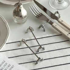 이이공브이샵 앤티크 실버 스텐304 젓가락홀더 수저받침 커트러리받침, 1개, 단일옵션