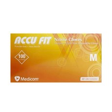Accu Fit 無粉針織手套，紋理藍拋棄式手套，100入 M 號, 1個