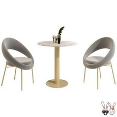 網紅洽談桌椅組閤小圓桌一桌四椅奶茶店咖啡廳售樓部辦公接待桌椅桌椅 組閤 傢用小戶型茶桌飯桌 商店麵洽談桌椅組閤 接待桌, 一桌兩椅【灰色絨毛】