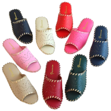 고급 가죽 슬리퍼 실내화 호텔 실내 거실 여성 예쁜 거실화, 레드, 1개