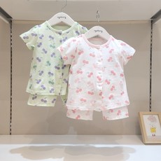 [아가방] 강남점*상큼달달 사랑스런 체리 반소실내복/ 흡수성 통기성 좋은 얇은 면 실내복/안심 무형광 면100%/아가방 내의