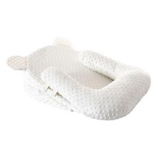 櫻花粉哺乳枕，多功能嬰兒學坐枕，柔軟透氣寶寶護理枕, 奶油白, 聚酯纖維