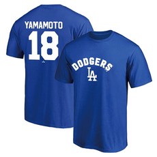 Fanatics MLB 男女通用 洛杉磯道奇隊 山本由伸 姓名 & 號碼 18 短袖運動T恤