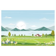 호수 배경 장식 소품 현수막 278
