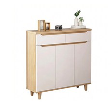 簡約風加大容量鞋櫃，多功能儲物櫃，玄關收納好幫手, 白+橡木色, 1個