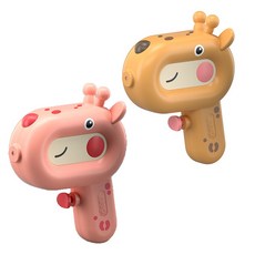 감성팩토리 미니 캐릭터 물총 공룡 기린 오리 물총, 2개, 핑크+오렌지