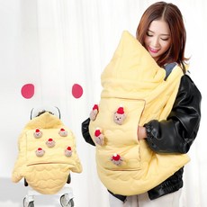유아외출용 워머 덮개 방한 애기띠담요 애기띠 액세서리 애기띠 워머 애기망토 애기띠워머 망토블랭킷 애기띠담요 애기띠바람막이 애기후드망토, 옐로우 스타일 레드햇베어