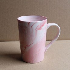 愛蓮花灰大理石馬剋盃帶蓋勺陶瓷水杯家用咖啡杯, 粉色大理石馬剋盃 無蓋勺, 粉色大理石