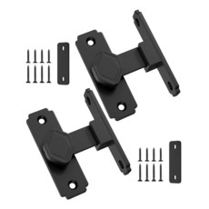 Mixizigoz 90도 헛간 도어락 튼튼한 알루미늄 합금 슬라이딩 도어락 주택 보안 게이트 걸쇠 헛간 욕실 정원 울타리에 적합 (실버-2개), 블랙-2개