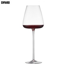 DFMEI 紅杆黑底黑領結紅酒杯歐式奢華高檔水晶高腳杯勃艮第葡萄酒杯子, 1個, 透明590毫升紅酒杯:如圖