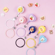 릴홀더 파스텔 캐릭터 시리즈 사원증 명찰 테이프걸이, 원형-옐로우, 05.퍼플래빗