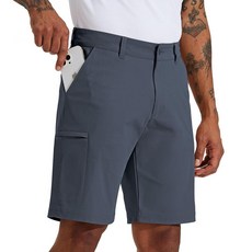 Willit 남성용 골프 반바지 25.4cm(10인치) 스트레치 빠른 건조 하이킹 카고 반바지 드레스 캐주얼 작업 포켓 포함 딥 카키.