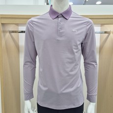 루이까스텔 남성 26SS 봄 간절기 아이스필링 잔스트라이프 닥스훈트 자수 카라 긴팔 티셔츠 (바이올렛) IN7MOTS303_루이IN