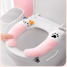 겨울 변기시트 따뜻한 변기커버 극세사 변기쿠션 세탁가능, 핑크고양이, 1개