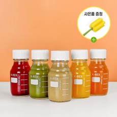 국산 K-REX 스무디 과일청 수제청병 주스병 우유병 밀폐용기 잼병 눈금 유리병 100ml 화이트 병솔포함, 투명 눈금유리병 MF100 1P, 오렌지캡 1P