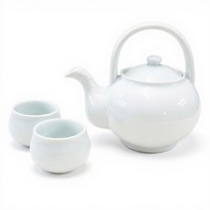 백자 주전자 술잔세트 도자기 술 주전자 차례 성묘 전통주 정종 제사 제사용 티포트, 주전자1P 잔2P, 1개, 750ml