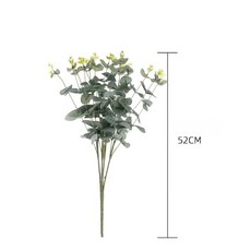 녹색 유칼립투스 나무 실크 인공 잎 홈 인테리어 꽃꽂이 가짜 식물, 1개, 1. 1PCS