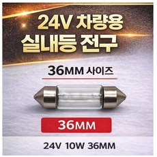 대성부품 24V 차량용 실내등 전구 31mm 36mm 겸용 화물차 트럭 실내등 번호판등 전구 24V 10W 소켓타입 실내등램프 카고 덤프 대형트럭 자동차 전구, 1개, ,