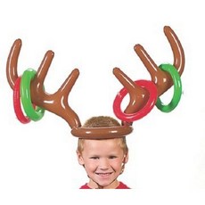 鹿角套圈圈【送PVC修補包】充氣鹿角帽 兒童玩具 親子遊戲 整人玩具 桌遊 新年禮物 獎勵品 交換禮物, 1個, 鹿角套組(1鹿角+4圈圈)