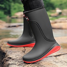 TIMEPURE 여름 남성레인부츠 높은 방수 장화 외출용 내구성 미끄러짐 방지 작업용 낚시 고무 신발