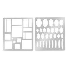 UNICRAFTALE 2피스 2가지 스타일 정사각형 타원형 금속 스텐실 커팅 다이 드로잉 템플릿 스테인리스 스틸 저널 기하학적 페인팅 DIY 스크랩북용, UNICRAFTALE 2피스 2가지 스타일 정사각형 타