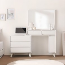 퍼니하우스 헤라 확장형 와이드 서랍형 안방 거실 수납 책상 화장대 일반화장대, 화이트