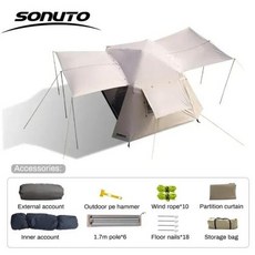 6인용 텐트 Sonuto 자동 타프 쉘터 방수 가족 캠핑 초대형 6 인 파티 원터치 쉐이드 10, 1) Khaki, 없음