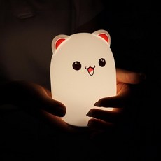 USB 충전 실리콘 LED 무드등 카툰 토끼 분위기 조명, 1개, 버드베어 핑크 146