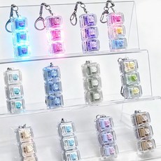 LED 키캡 키링 키보드 딸깍이 클리커 피젯토이 스트레스해소 불빛 열쇠고리, 2개, 투명 03 2개, 투명 03