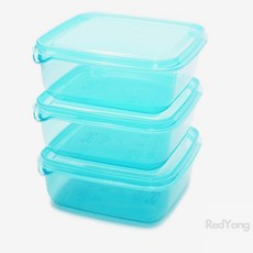 도시락통 식품 보관용기 블루 0.6L 3개