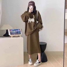 女生套裝 兩件式運動套裝 休閒套裝 大尺碼 韓版 顯瘦 大碼女裝休閒時尚高級感炸街衛衣2023早秋半身裙套裝裙胖MM兩件