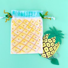 캔버스천 과일그리기파우치 복주머니모양, 과일복주머니 파인애플